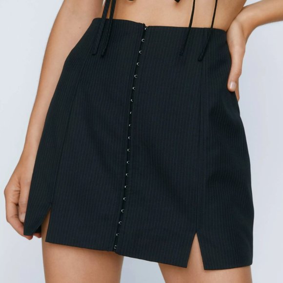 Nasty Gal Skirts New Nasty Gal Premium Lace Up Detail Navy Mini
